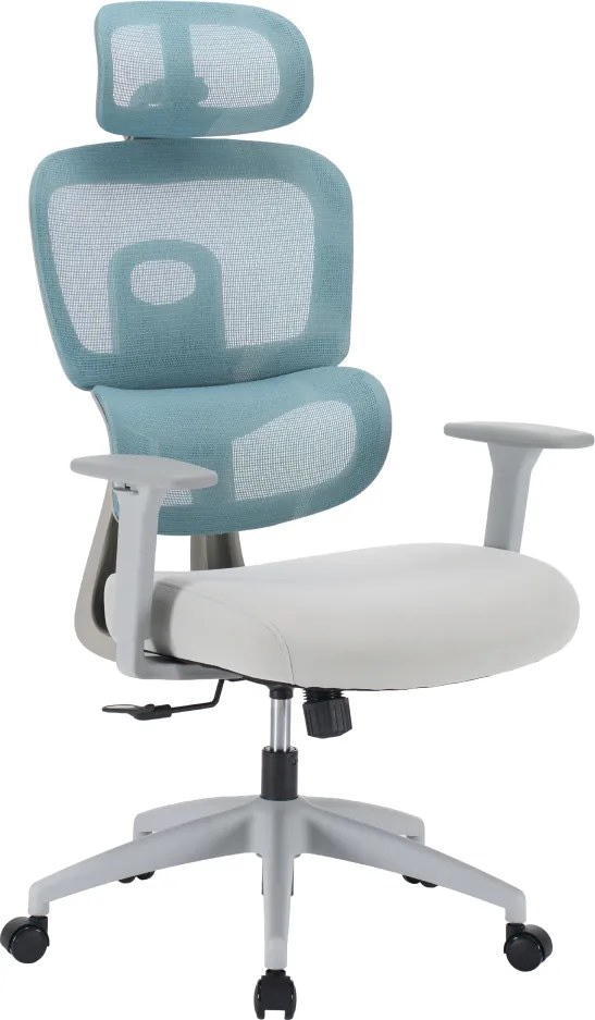 Irodai szék, neomint/világosszürke/szürke, teherbírás 150 kg, ERMEN