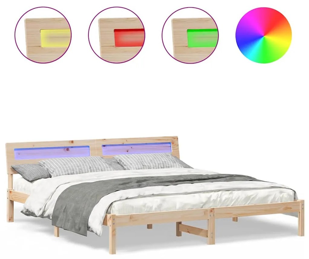 Ágykeret Barna 200 x 200 cm Tömör fenyőfa és Tömör fenyőfa