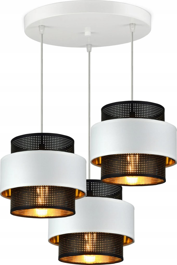 Függő lámpa Csillár Glamour Fehér Fekete Arany