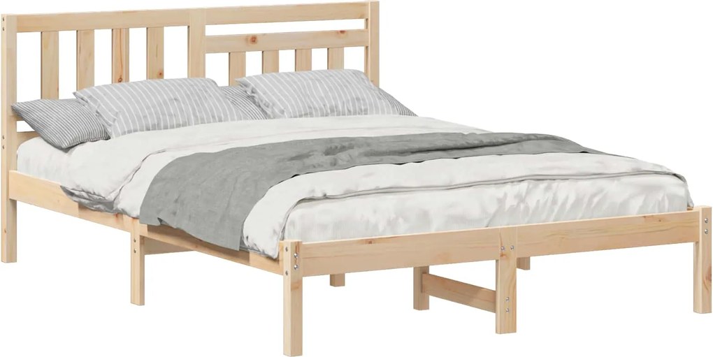 vidaXL Ágykeret fejtámlával Barna 120 x 200 cm Tömör fenyőfa