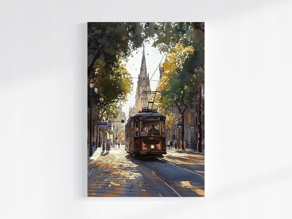 Vászonkép Canvas Város Utca Tavasz Villamos Közlekedés Utazás 80x120