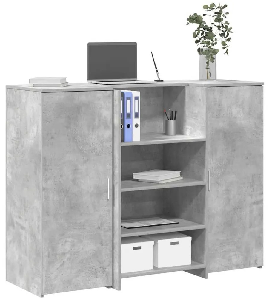 recepciós pult betonszürke 135x50x103,5 cm szerelt fa