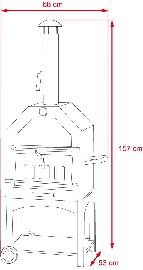 ITALIA Multifunkciós kerti grill, füstölő, pizzakemence