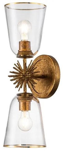 Quoizel STARING-2WB-DG-CLEAR - Fali lámpatest STARING 2xE27/40W/230V rézszínű