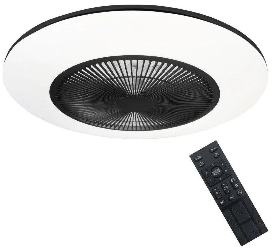 LED Dimmelhető mennyezeti lámpa ventilátorral ARIA LED/38W/230V fekete/fehér + távirányító