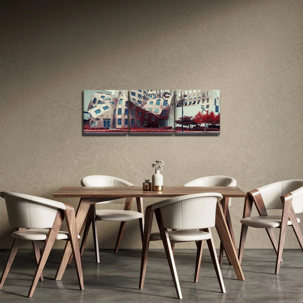 Kép - építészeti épület (órával) (90x30 cm)