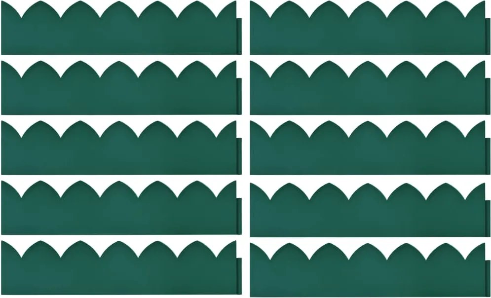 vidaXL 10 db zöld polipropilén gyepszegély 65 x 15 cm