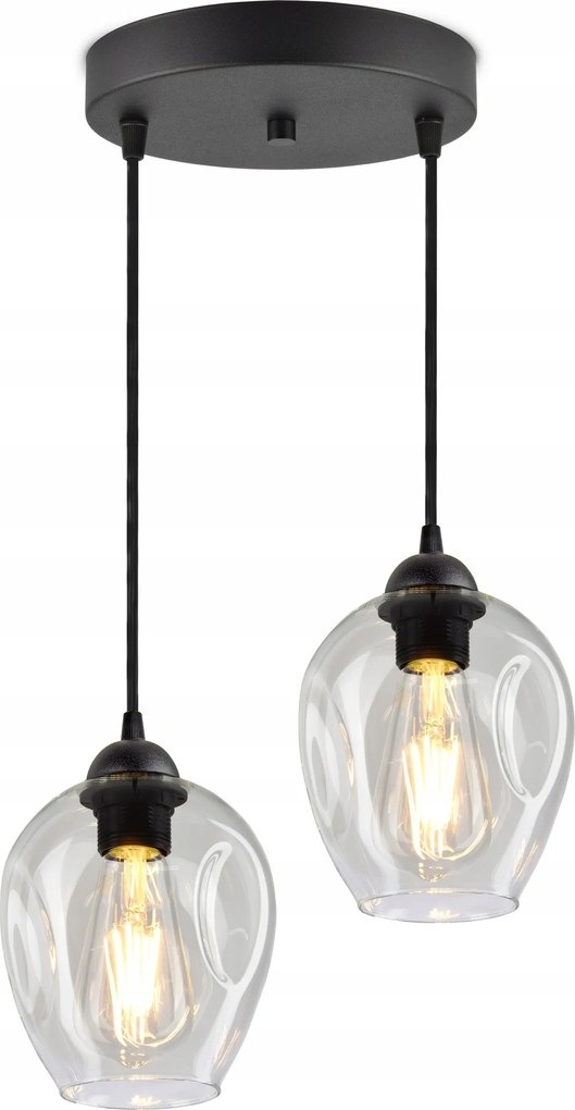 Függő lámpa Csillár Plafon 2 lámpabúra Átlátszó