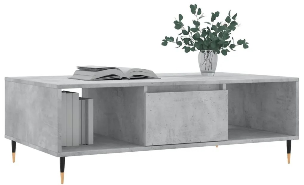 Betonszürke szerelt fa dohányzóasztal 104 x 60 x 35 cm