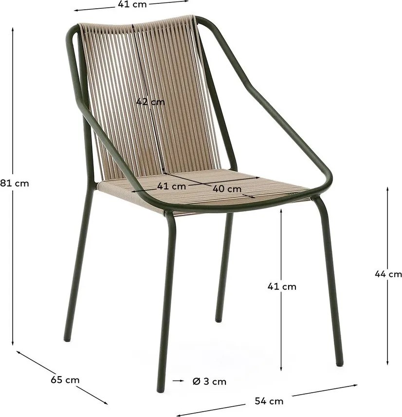 Sötétzöld-bézs fém kerti szék Zivia – Kave Home