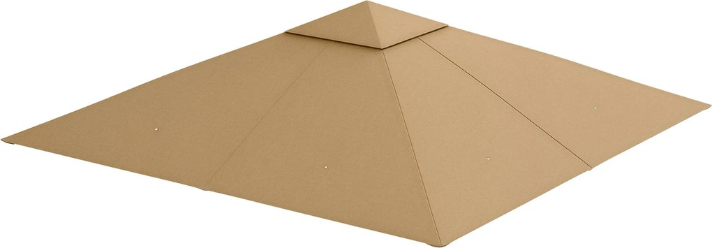 Outsunny Pavilon Napernyő Kerthez kb. 3 x 3 m, vízlepergető, csere napernyő, pavilon takaró, napvédelem, 8 vízelvezető nyílás, Poliészter, Bézs | Aoso