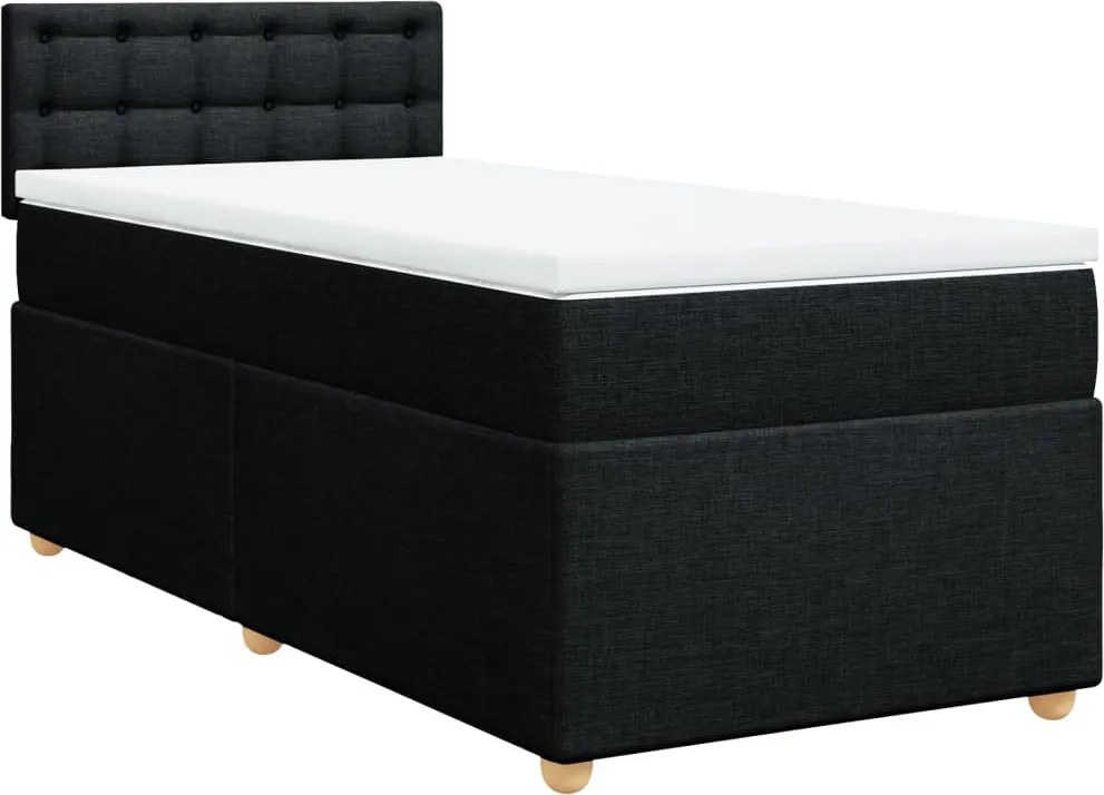 vidaXL fekete szövet rugós ágy matraccal 90x200 cm