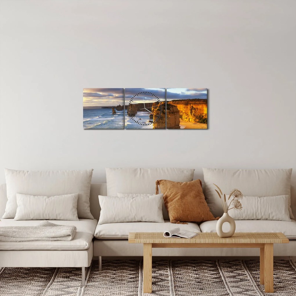 A tengeri sziklák képe (órával) (90x30 cm)