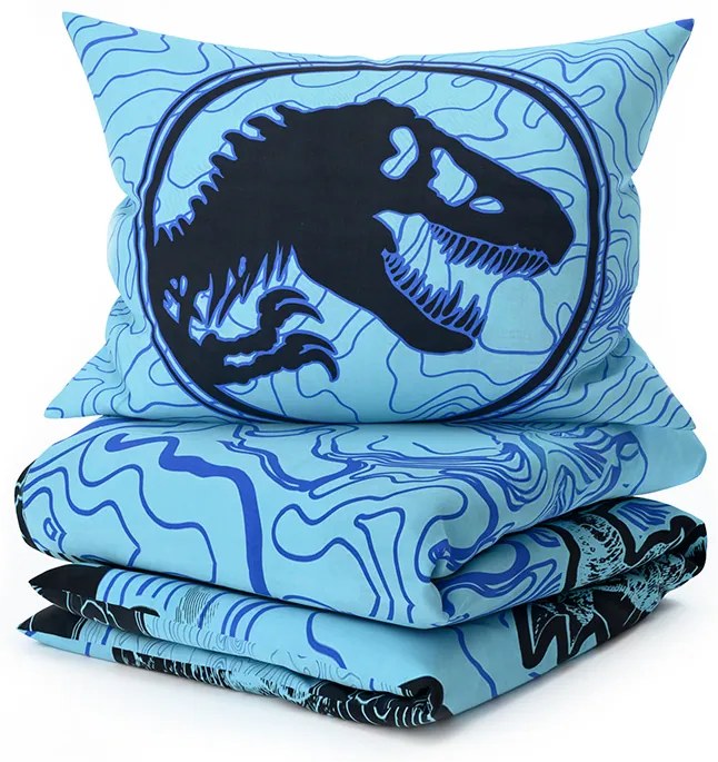 Ragyogó pamut ágyneműhuzat JURASSIC WORLD kék Ágyneműhuzat mérete: 70 x 90 cm | 140 x 200 cm