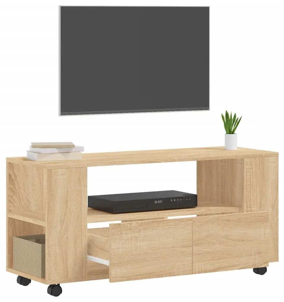 sonoma tölgy színű szerelt fa TV-szekrény 102 x 34,5 x 43 cm