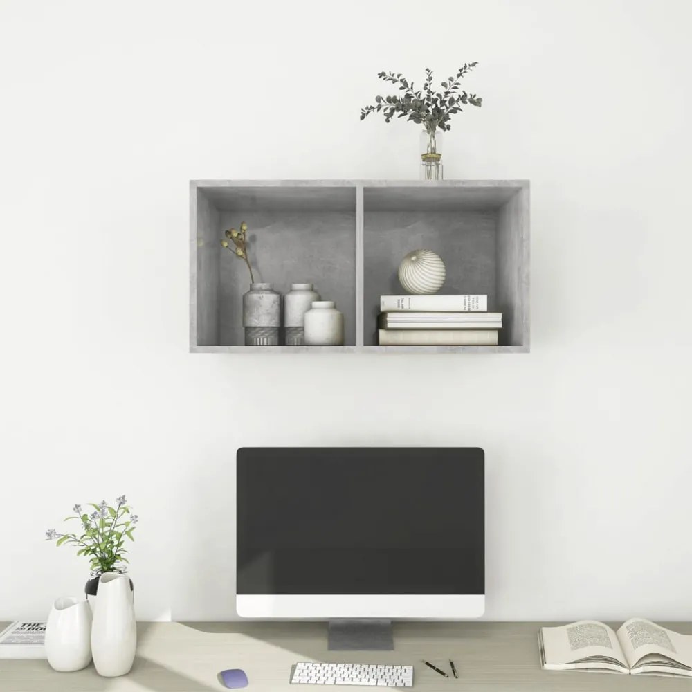 betonszürke szerelt fa falra szerelhető TV-szekrény 37x37x72 cm