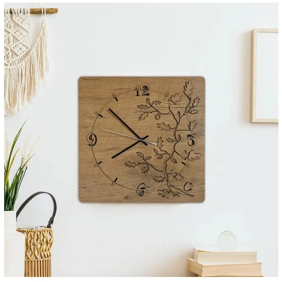 Li-Go 5499/DUB2 - Falióra 1xAA 40x40 cm tölgy