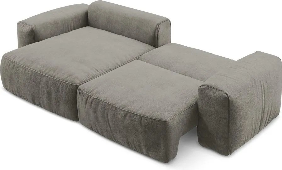Szürke zsenília kinyitható sarokkanapé (bal oldali-heverő résszel) Kuki – Makamii