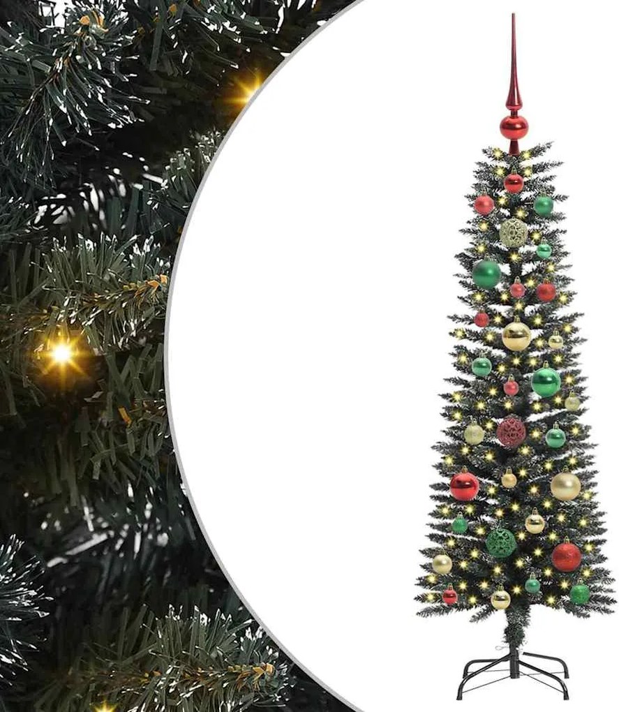 vidaXL Mű karácsonyfa 150 LED-del Zöld 120 cm PVC és Műanyag és Acél