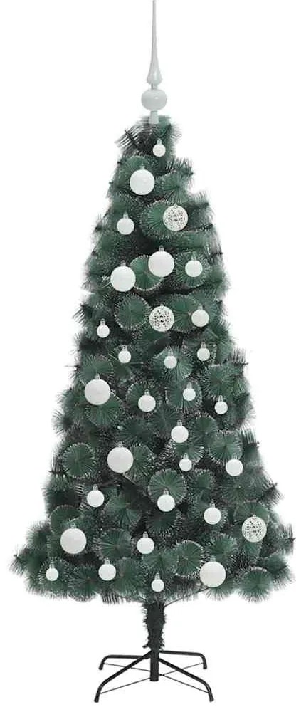 Műfenyő előre világított karácsonyfa gömbkészlettel Zöld 120 cm