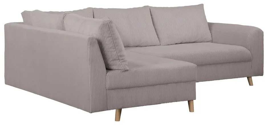 Szürke kordbársony sarokkanapé (bal oldali) Ariella – Ropez