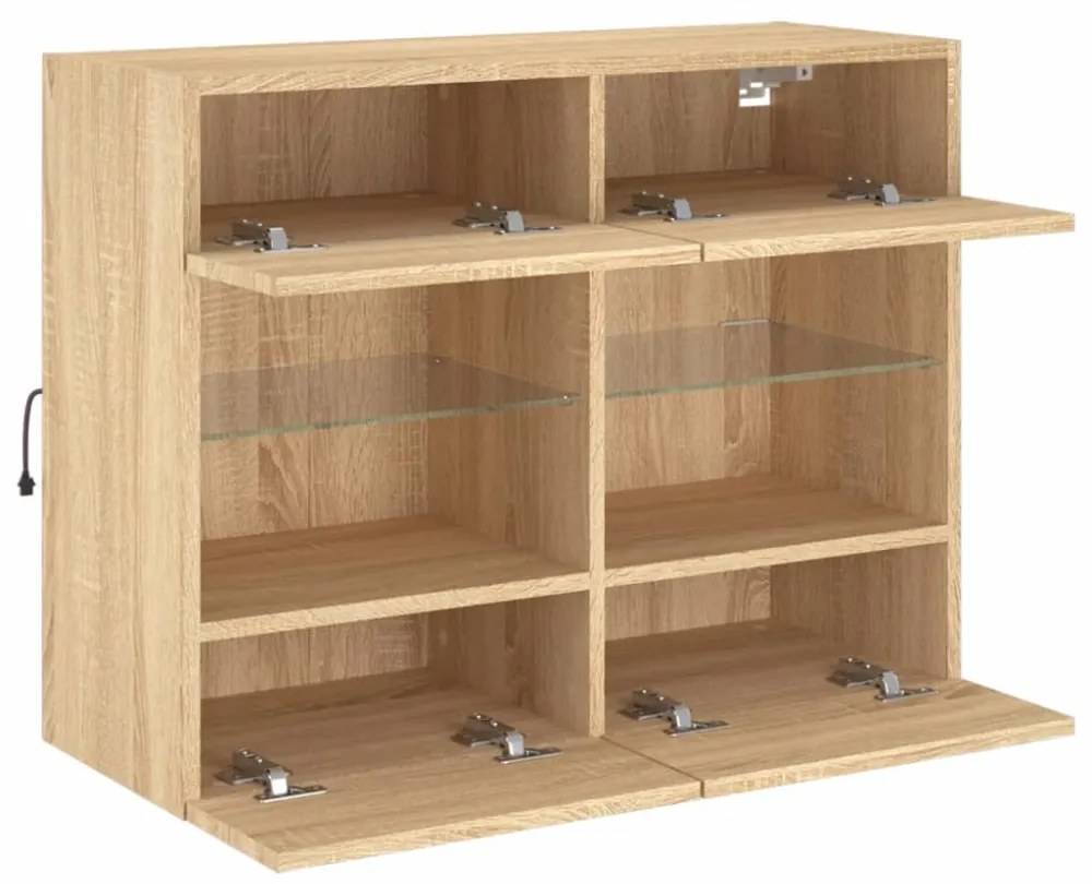 sonoma tölgy színű fali TV-szekrény LED-del 78,5 x 30 x 60,5 cm