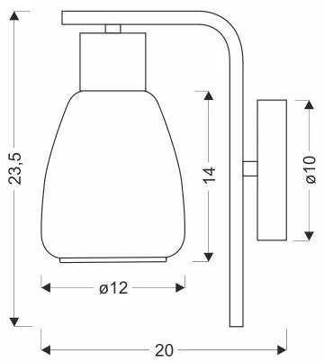 Fali lámpa MOLDO 1xE27/40W/230V fekete/átlátszó