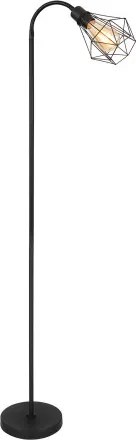 Globo 15351S Állólámpa fém fekete matt, fémhálós fekete matt, lábkapcsoló a kábelben, flexo, HxSzxM: 370x220x1750mm, kábelhossz 1800mm, nem tartozék: 1x E27 40W 230V