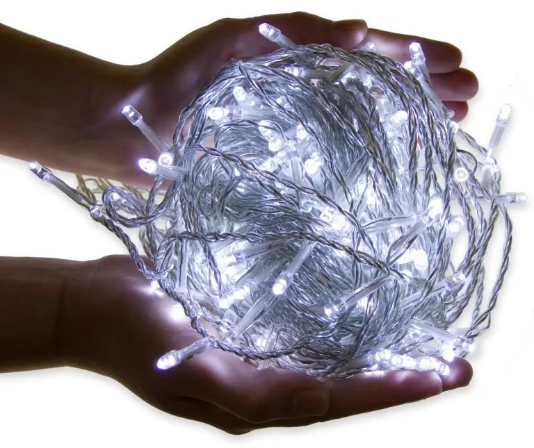 VOLTRONIC® Fényfüzér 100 LED Hideg fehér 3AA elem + vezérlő