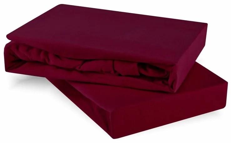 EMI bordó 100% pamutjersey gumis lepedő, 90x200-as lap
