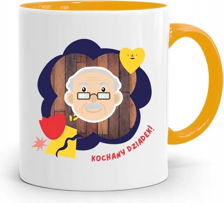 Sárga Bögre Nagypapa Napjára Szeretett Nagypapa fényképes nyomtatással