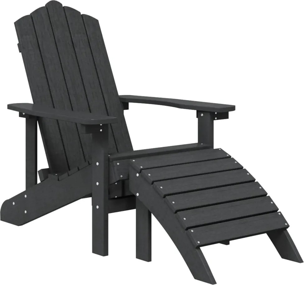 vidaXL antracitszürke HDPE kerti adirondack szék lábtartóval