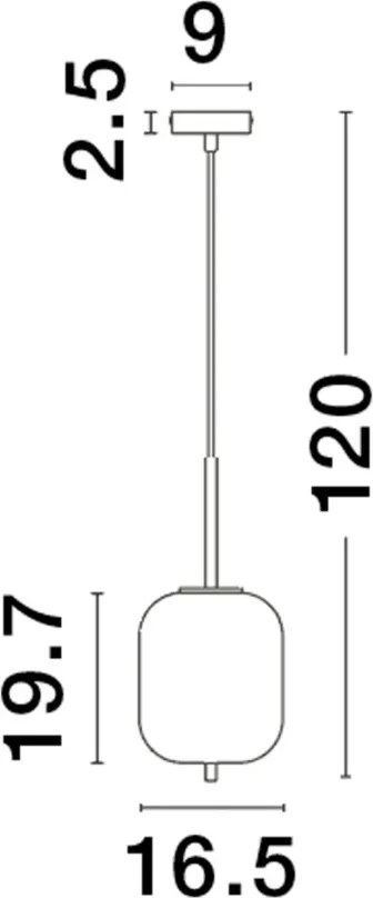 NOVA LUCE 9624097 LATO Egyágú Függesztett Lámpa Üveg E14 IP20