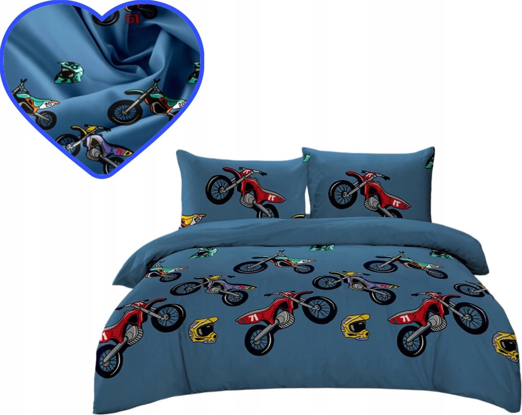 Ágyneműhuzat 160x200 Pamut Szatén 2 párnahuzat Motorok Nagy Mintaválaszték