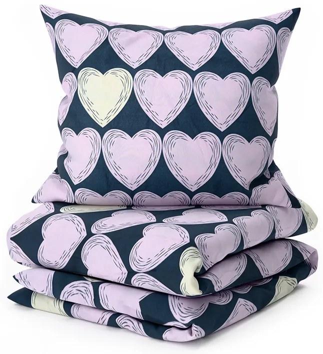 Mikroszálas ágyneműhuzat VIOLET HEARTS világos lila Ágyneműhuzat mérete: 2 db 70 x 80 cm | 160 x 200 cm