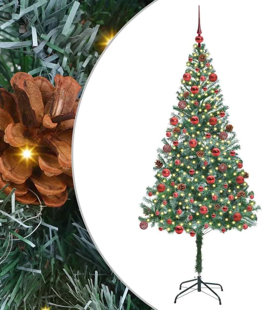 vidaXL Mű karácsonyfa 300 LED-del állvánnyal Zöld 180 cm PVC és Acél