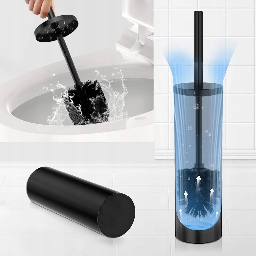 Wc kefe Szabadon álló WC-kefe Acél Fekete