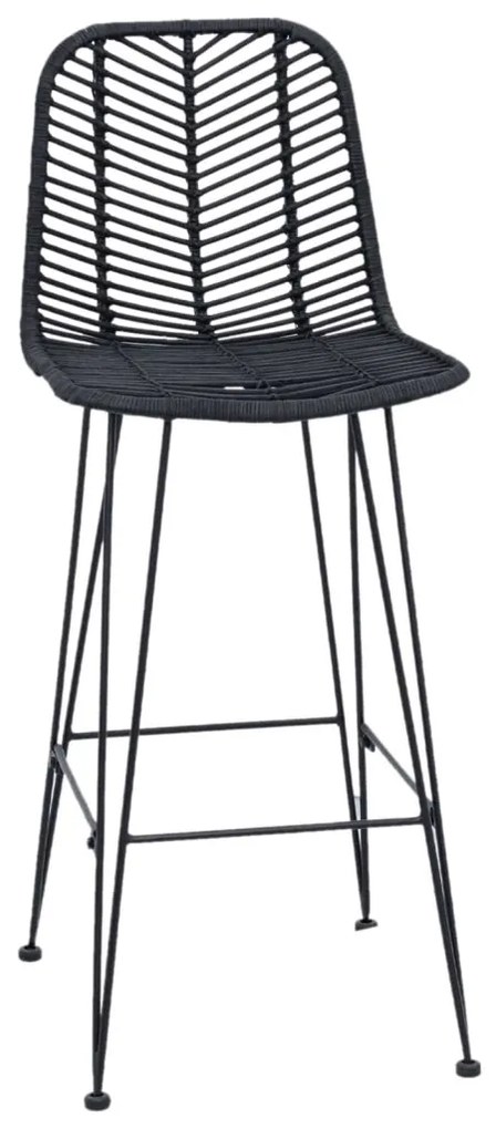 Bárszék 2 pcs Fekete 44,5 x 53 x 111 cm Rattan és Vas