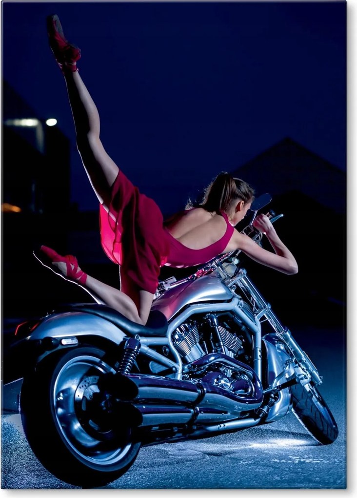 Fém poszter Nő a motoron Tábla Tepsi 22 x 31 cm +ajándék