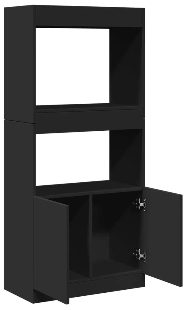 fekete szerelt fa magasszekrény 63 x 33 x 140 cm