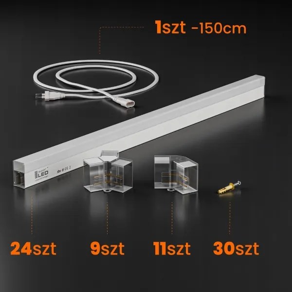 LED mennyezeti lámpatest LED/192W/85-265V 4000K 298x209 cm CRI 90 IP54 fehér