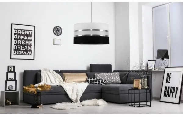 Csillár zsinóron CORAL 1xE27/60W/230V fekete-fehér