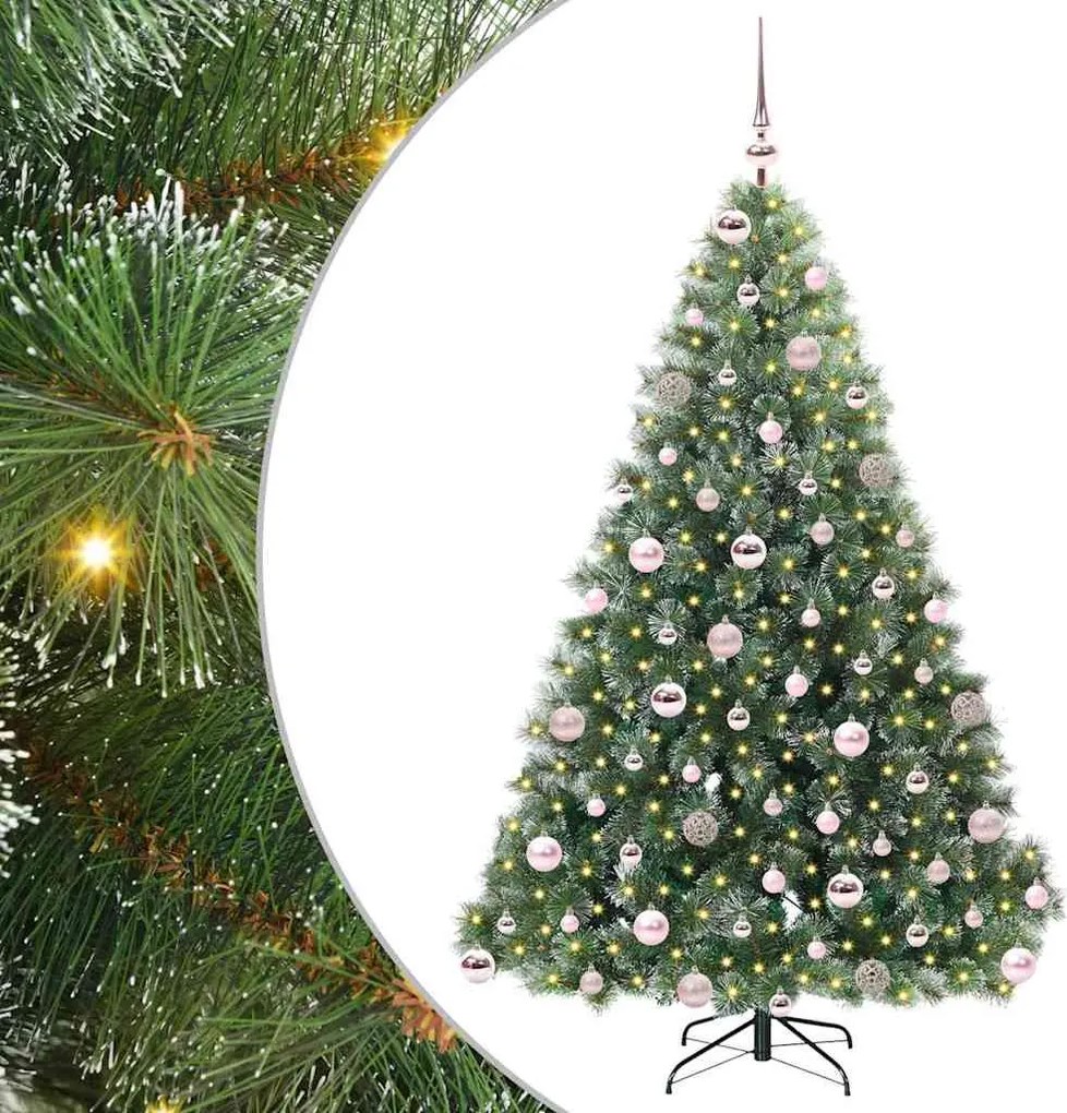 vidaXL Mű karácsonyfa 300 LED-del állvánnyal Zöld 180 cm PE és PVC