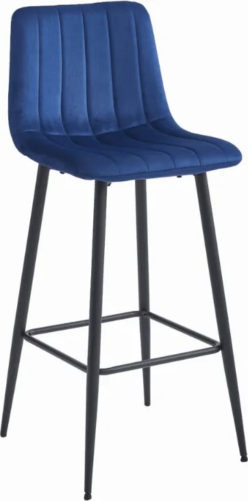Kék bárszék POZZA VELVET fekete lábakkal