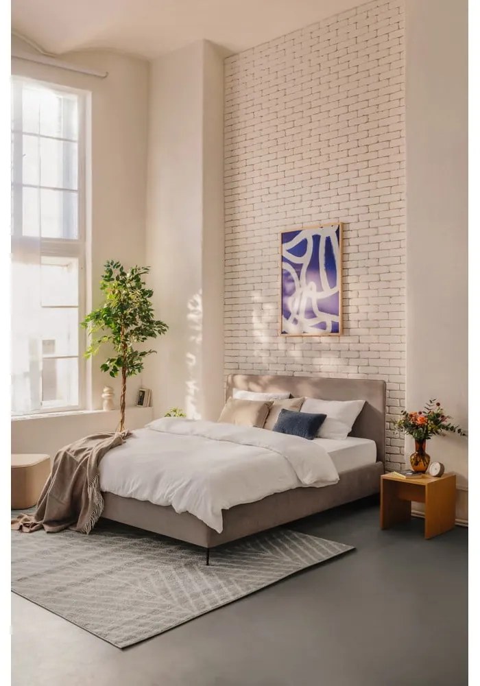 Kárpitozott franciaágy taupe színű matraccal/ráccsal 180x200 cm Noira Slim - Bonami Selection
