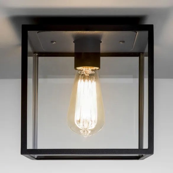 ASTRO LIGHTING 1354001 BOKSZ Modern Kültéri Mennyezeti Lámpa Fekete, Átlátszó E27 IP44