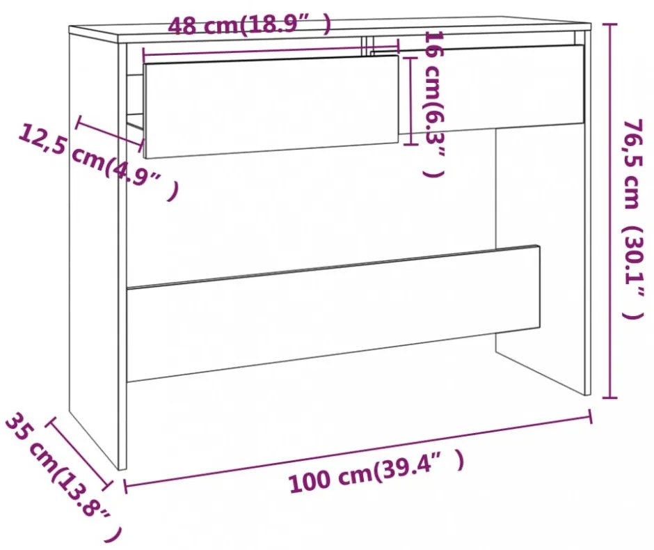 betonszürke szerelt fa dohányzóasztal 100x35x76,5 cm