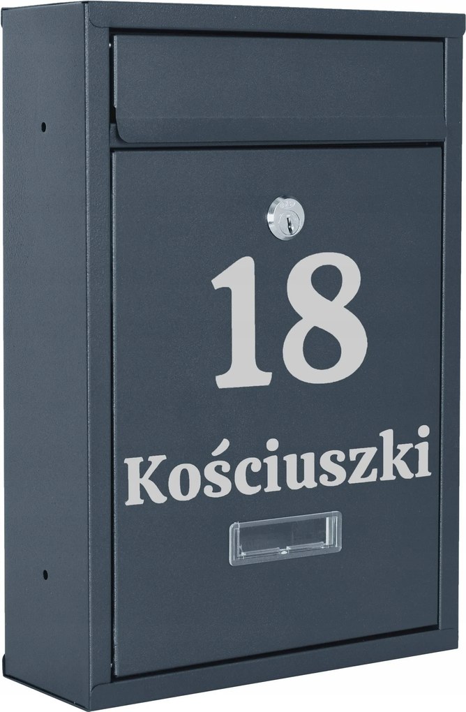 Gustav postaláda antracit felirattal