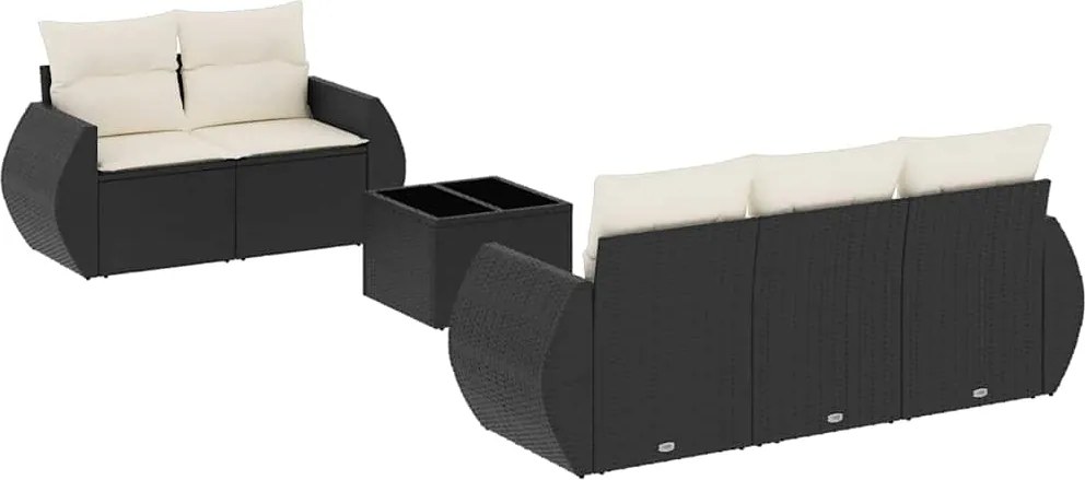 vidaXL 6 részes fekete polyrattan kerti ülőgarnitúra párnákkal