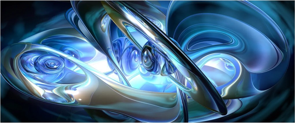 Kék fraktálos kép (120x50 cm)